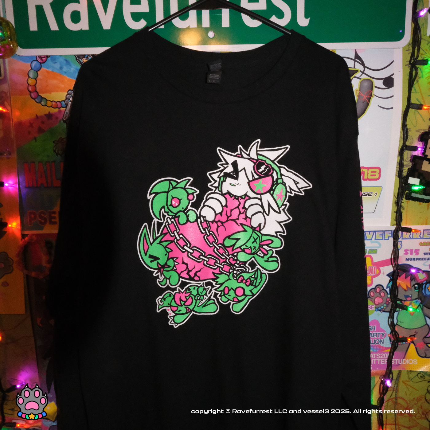 VESSEL3 X RAVEFURREST Long Sleeve Tee + Vinyl Sticker Bundle